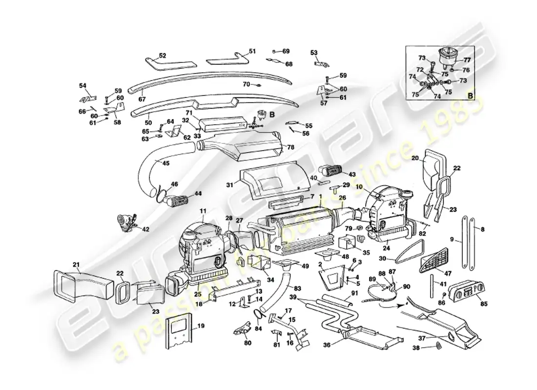aston martin v8 volante (2000) interior installation part diagram