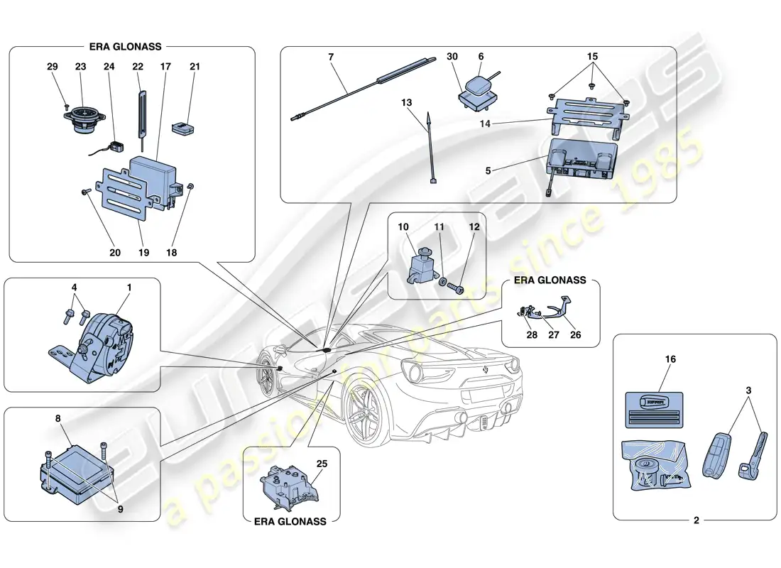 ferrari 488 gtb (usa) antitheft system parts diagram