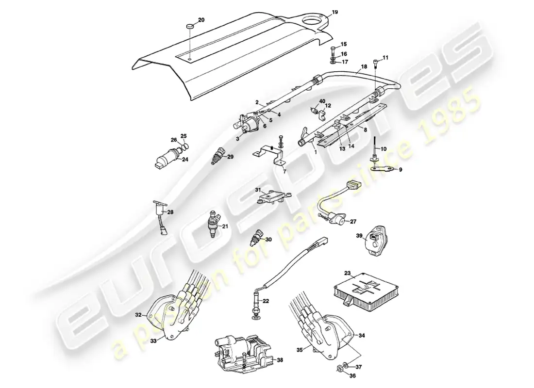 aston martin v8 volante (1999) electronic fuel injection parts diagram