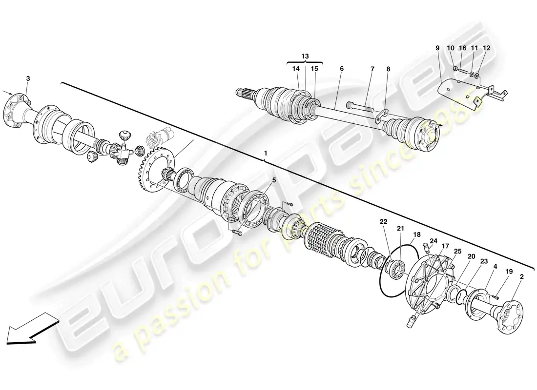 ferrari f430 scuderia spider 16m (europe) differential and axle shaft parts diagram