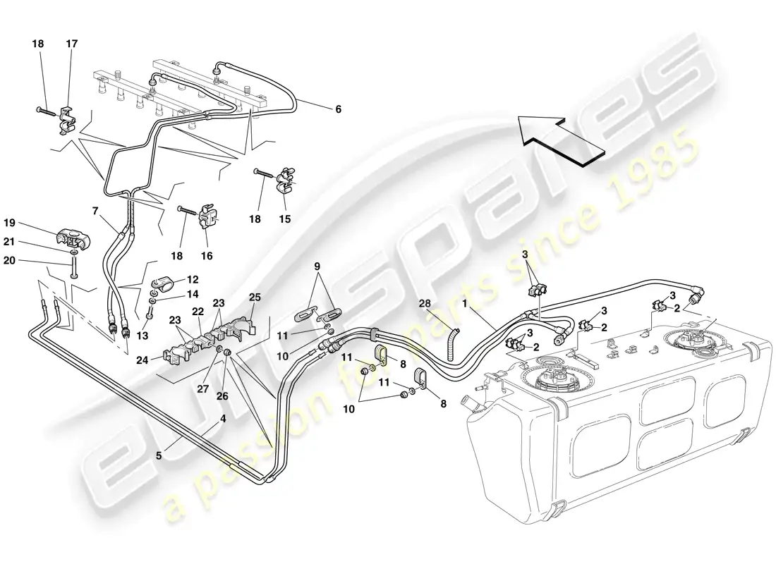 ferrari 612 sessanta (rhd) fuel system parts diagram