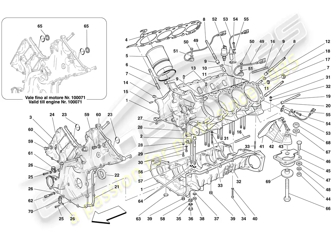 ferrari f430 spider (rhd) crankcase parts diagram
