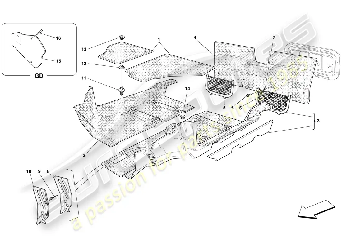 ferrari f430 spider (usa) passenger compartment mats parts diagram