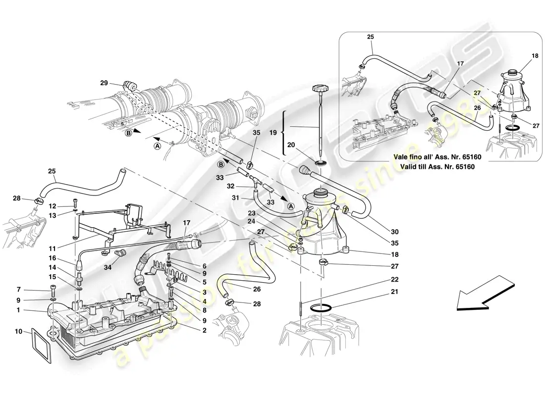 ferrari f430 spider (usa) lubrication system - tank - heat exchanger parts diagram