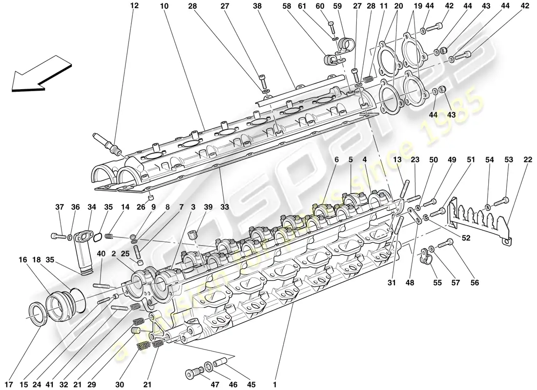 ferrari 612 sessanta (rhd) right hand cylinder head parts diagram