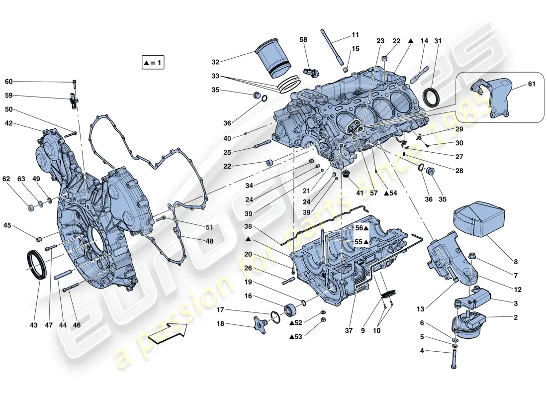 ferrari gtc4 lusso t (rhd) crankcase parts diagram