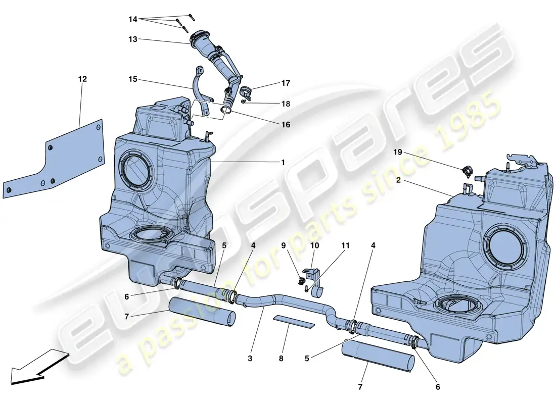 ferrari 488 spider (europe) fuel tanks and filler neck parts diagram