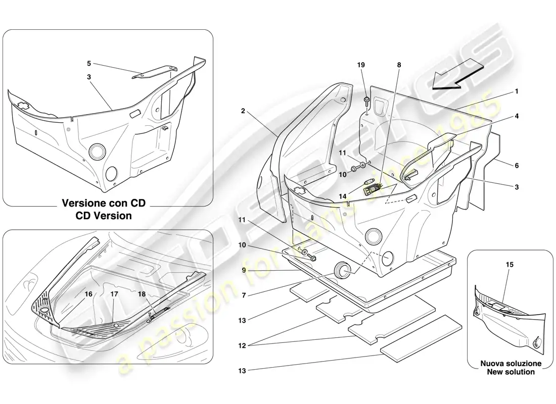 ferrari f430 spider (usa) front compartment trim parts diagram