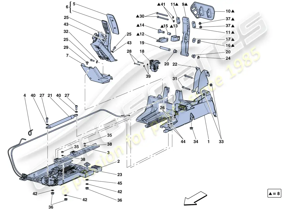 ferrari laferrari aperta (usa) pedal board parts diagram