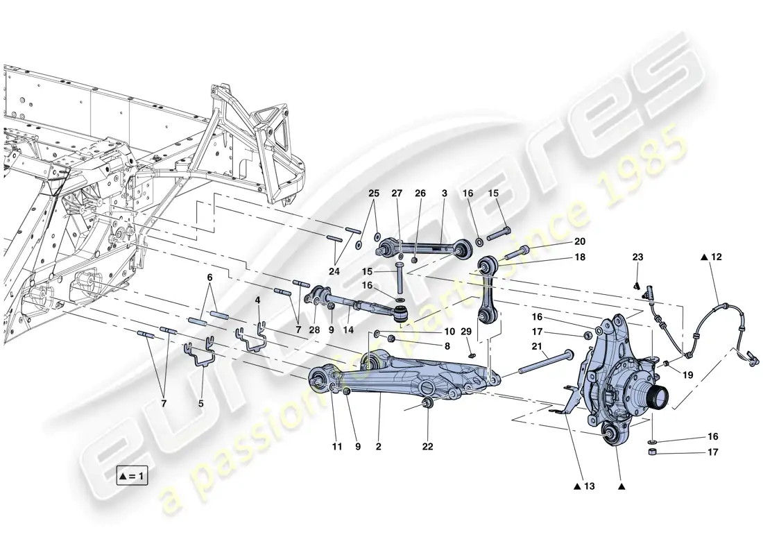 ferrari laferrari aperta (usa) rear suspension - arms parts diagram