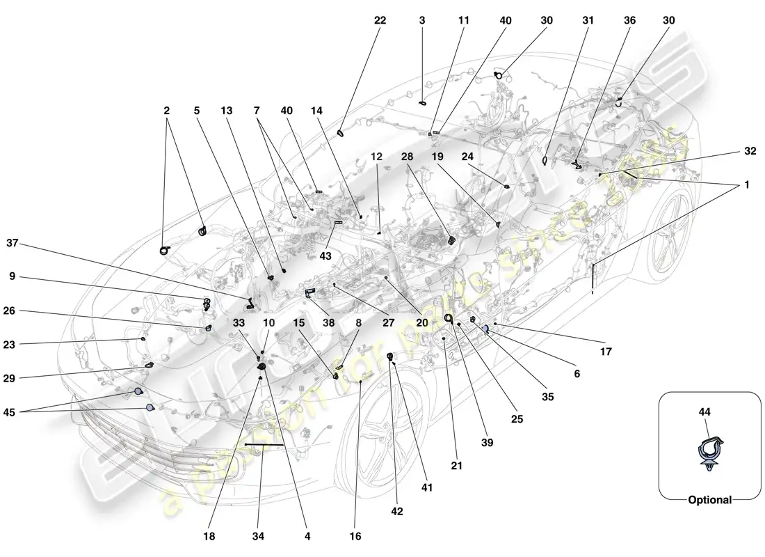 ferrari gtc4 lusso (europe) various fastenings for the electrical system parts diagram
