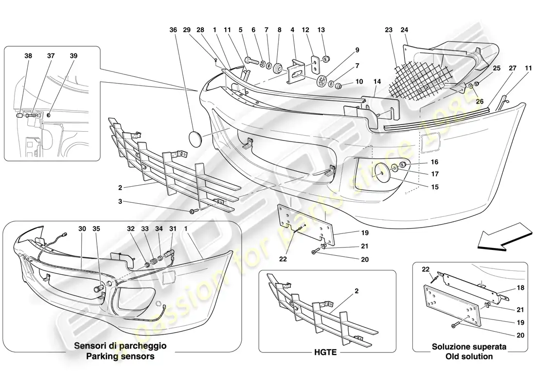 ferrari 599 gtb fiorano (europe) front bumper parts diagram