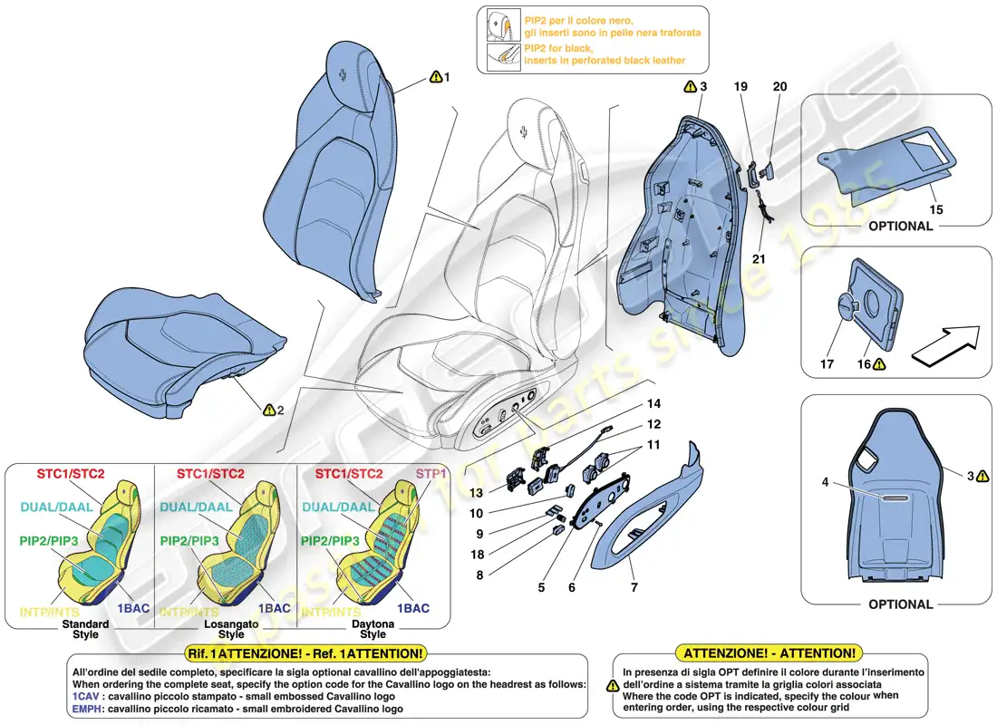 ferrari gtc4 lusso t (europe) front seat - trim and accessories parts diagram