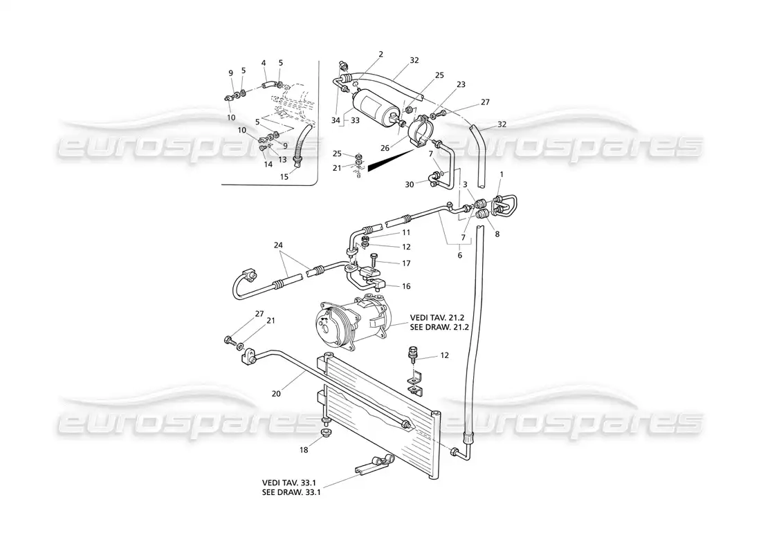 maserati qtp v8 evoluzione air conditioning system (rh drive) parts diagram