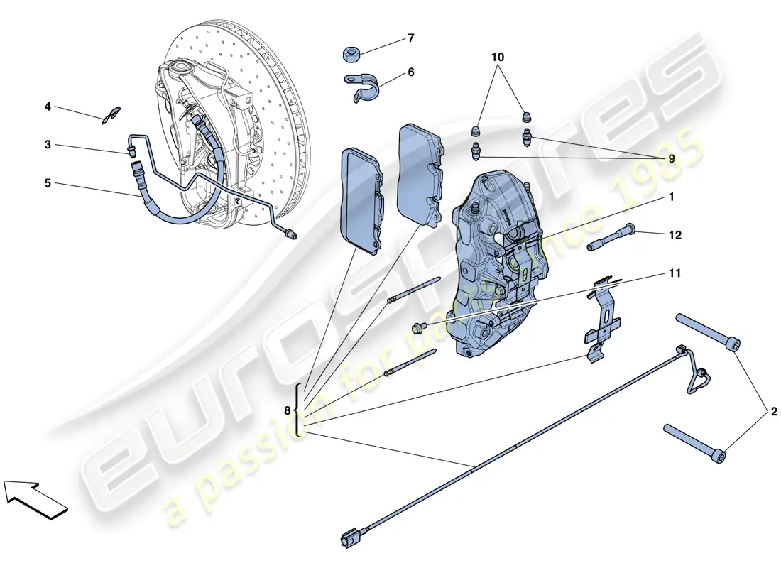 ferrari gtc4 lusso (rhd) front brake callipers parts diagram