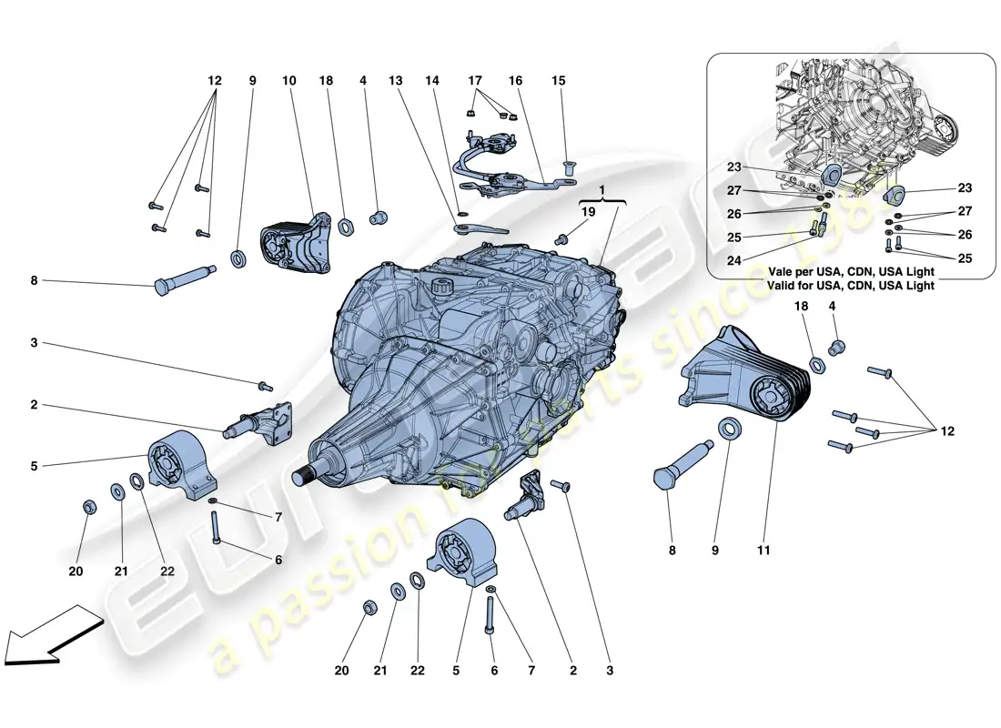 ferrari gtc4 lusso t (usa) gearbox housing parts diagram