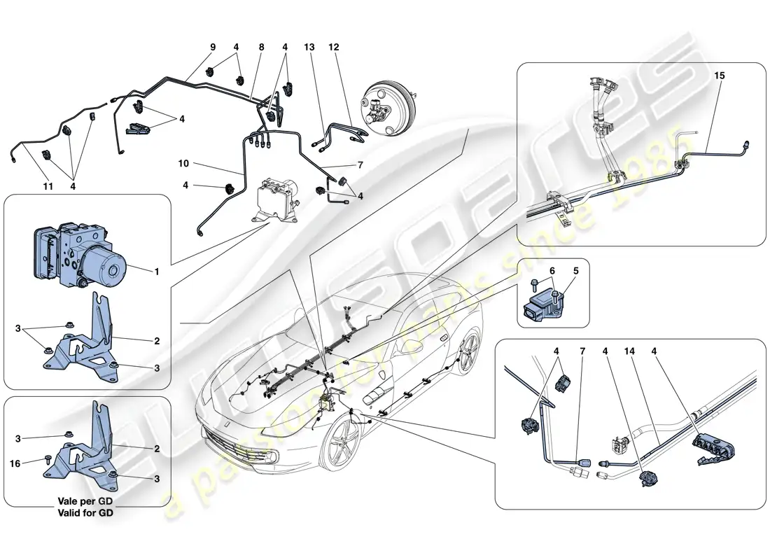 ferrari gtc4 lusso (rhd) brake system parts diagram