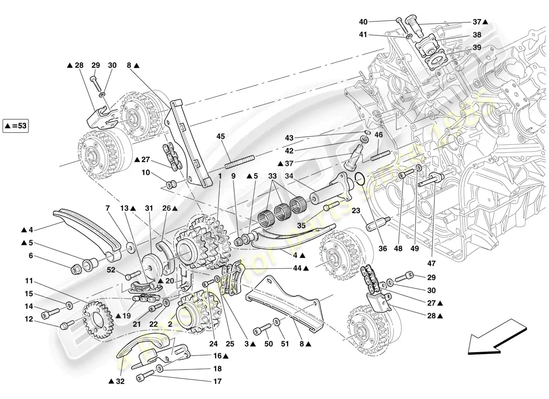 ferrari 599 gtb fiorano (rhd) timing system - drive parts diagram