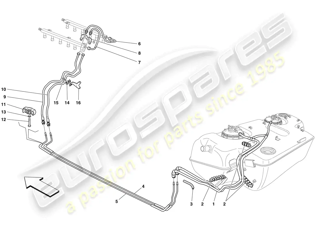 ferrari 599 gtb fiorano (rhd) fuel system parts diagram
