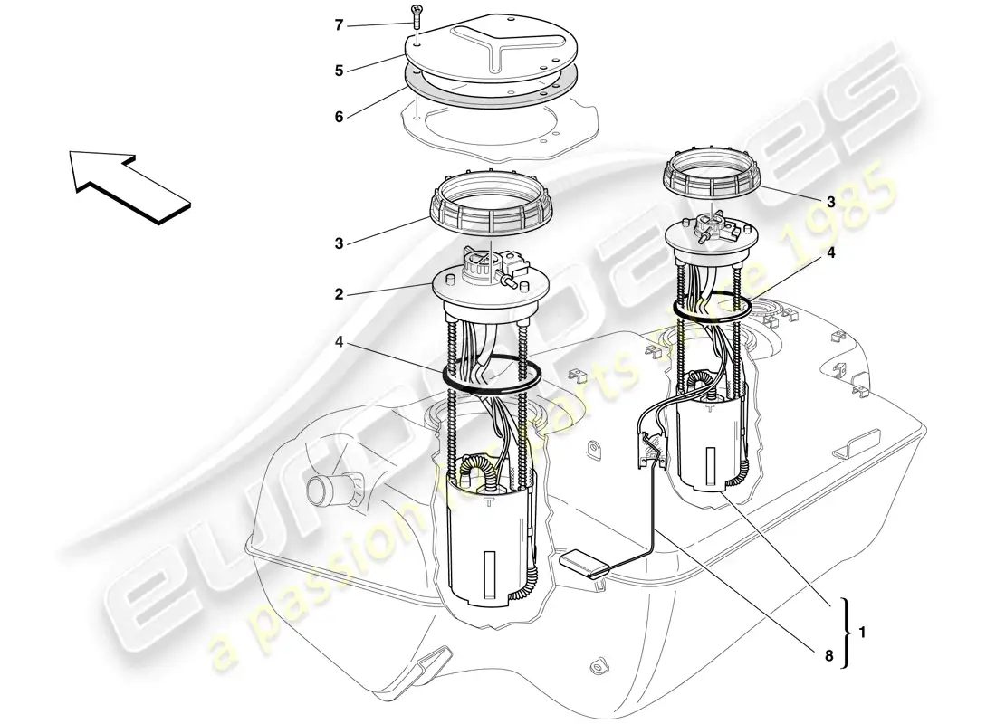 ferrari 599 gtb fiorano (rhd) fuel pump parts diagram