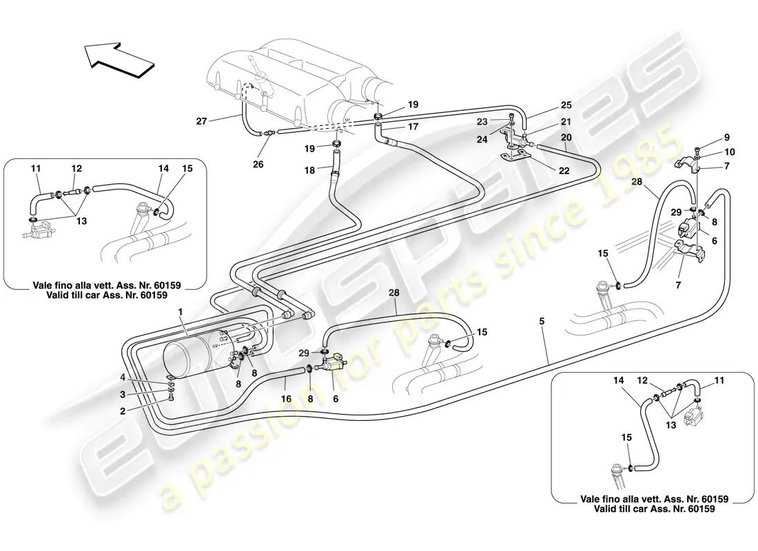 ferrari f430 spider (rhd) pneumatic actuator system parts diagram