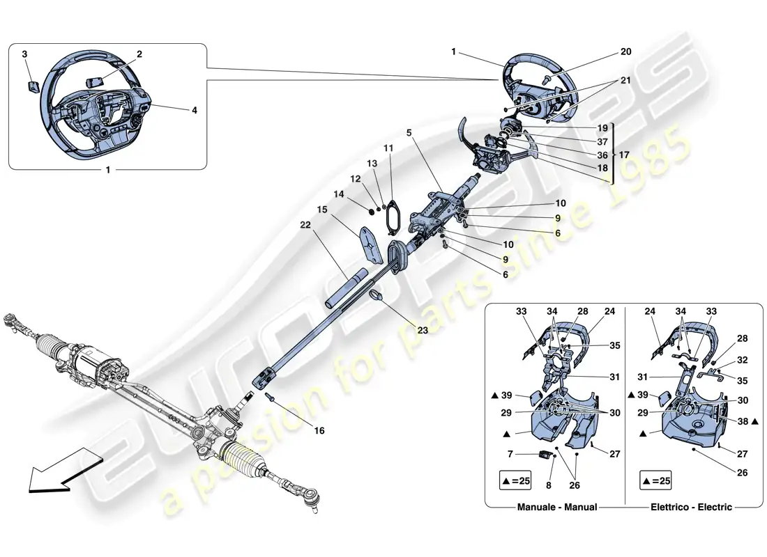 ferrari 812 superfast (rhd) steering control parts diagram