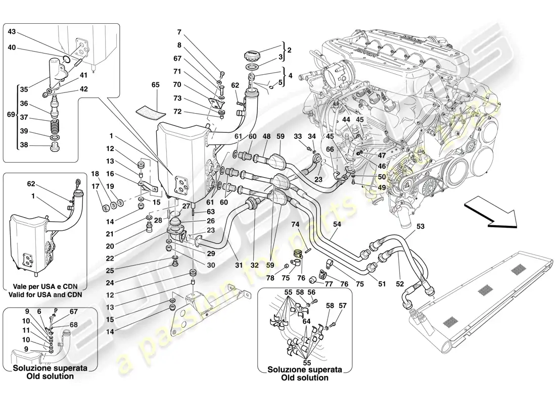 ferrari 599 gtb fiorano (rhd) lubrication system - tank parts diagram