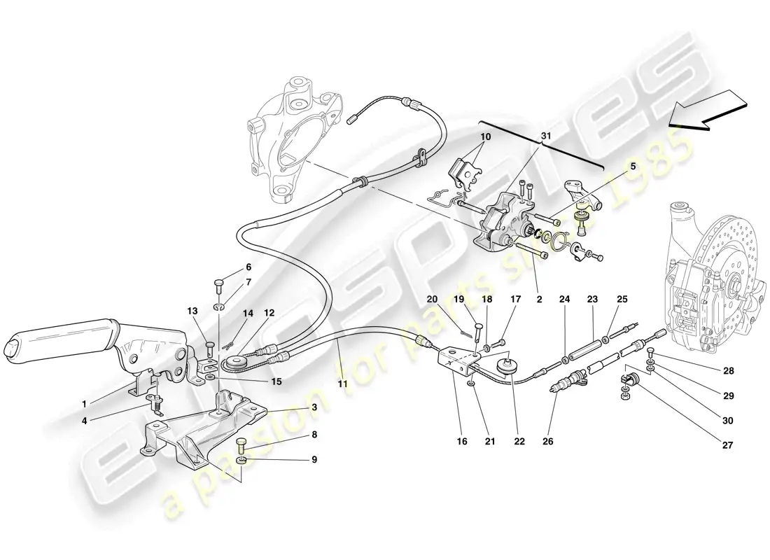 ferrari f430 spider (rhd) parking brake control parts diagram