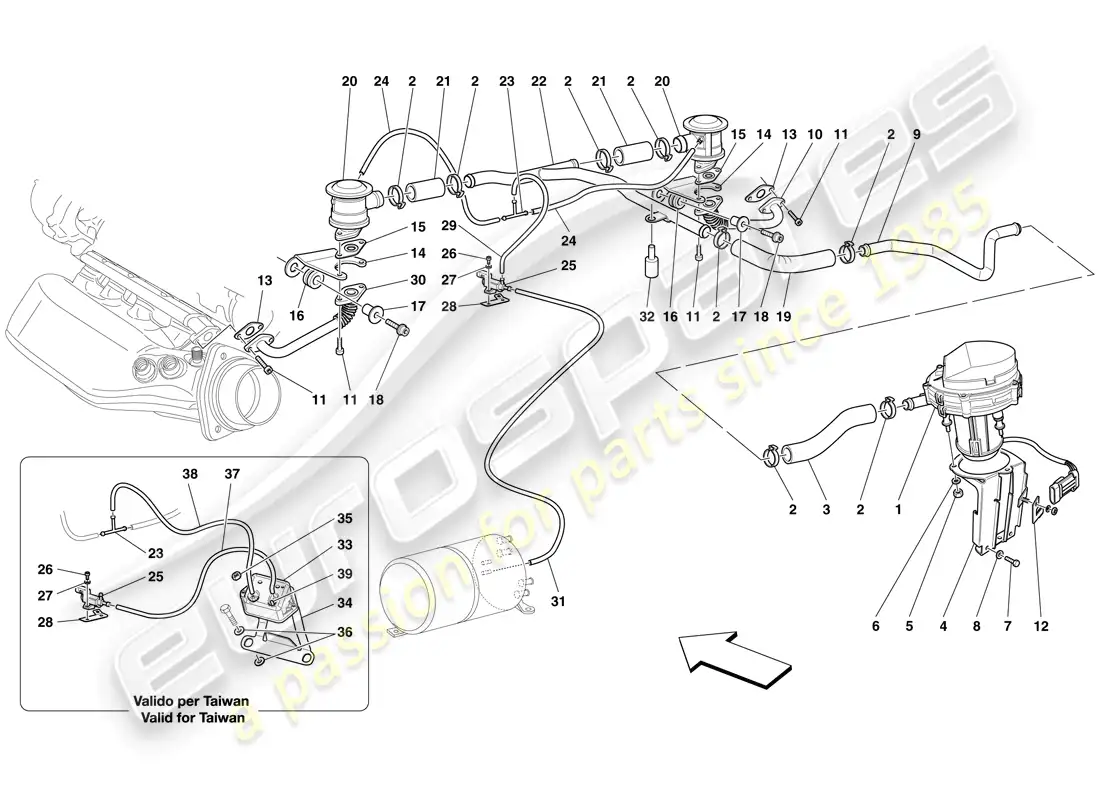 ferrari f430 scuderia (usa) secondary air system parts diagram