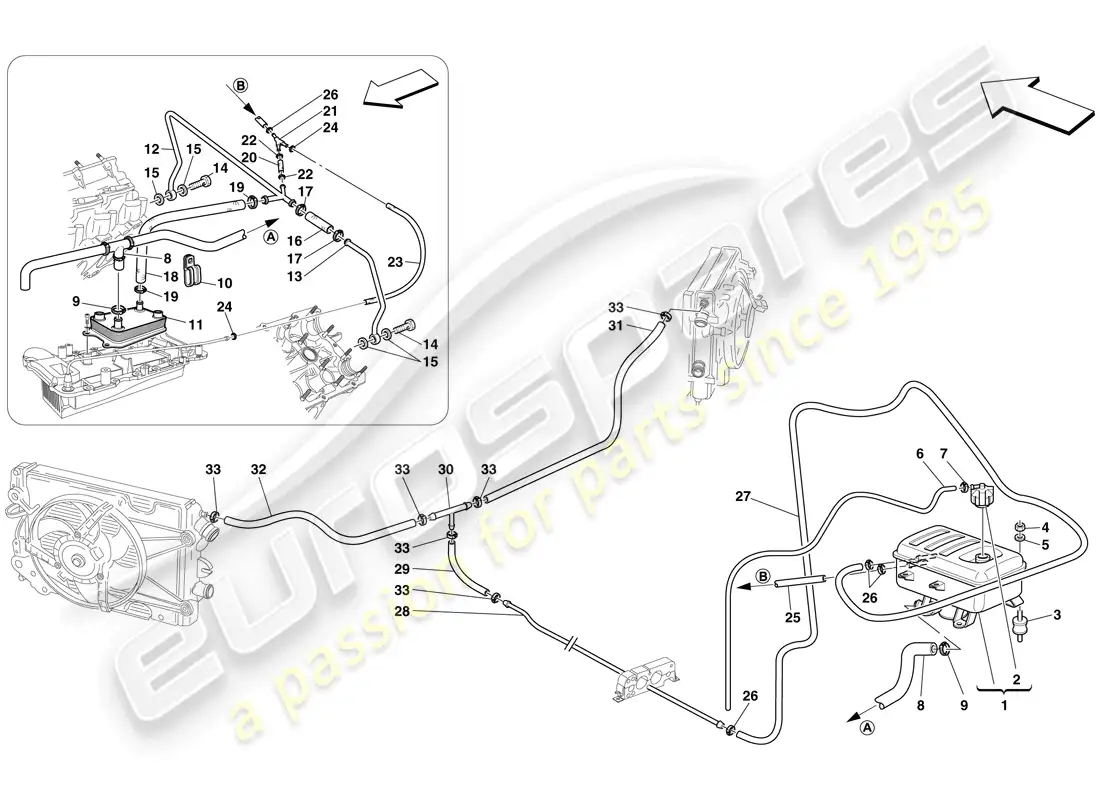 ferrari f430 spider (rhd) header tank parts diagram
