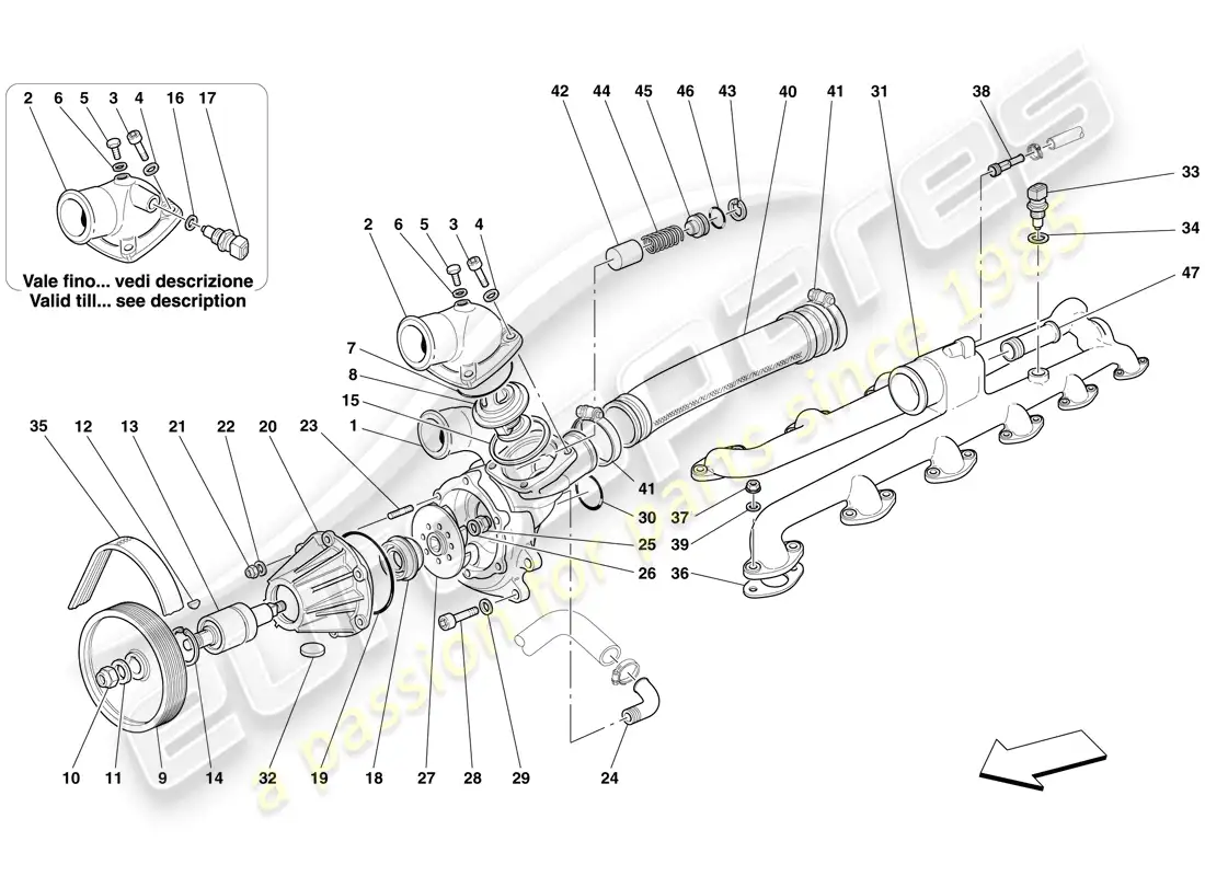 ferrari 612 sessanta (usa) water pump parts diagram