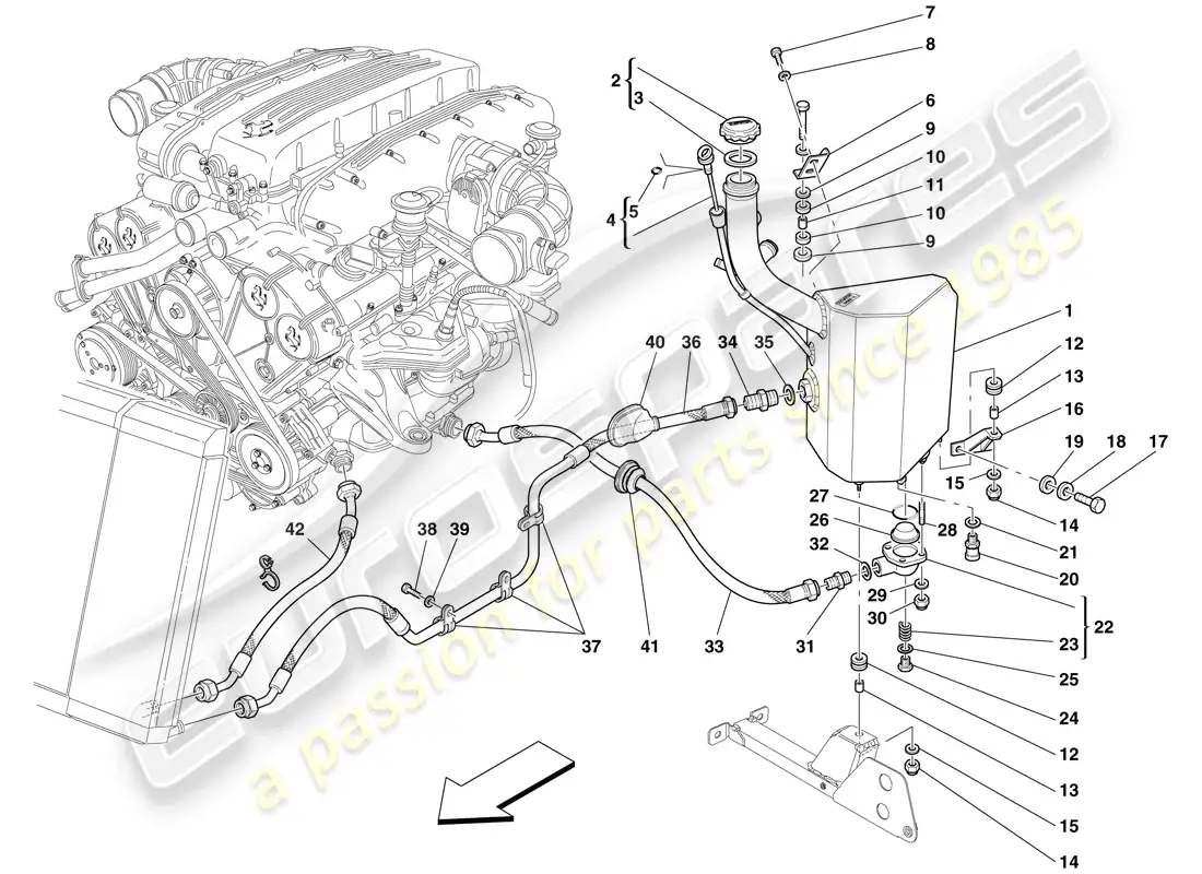 ferrari 612 sessanta (usa) lubrication system - tank parts diagram