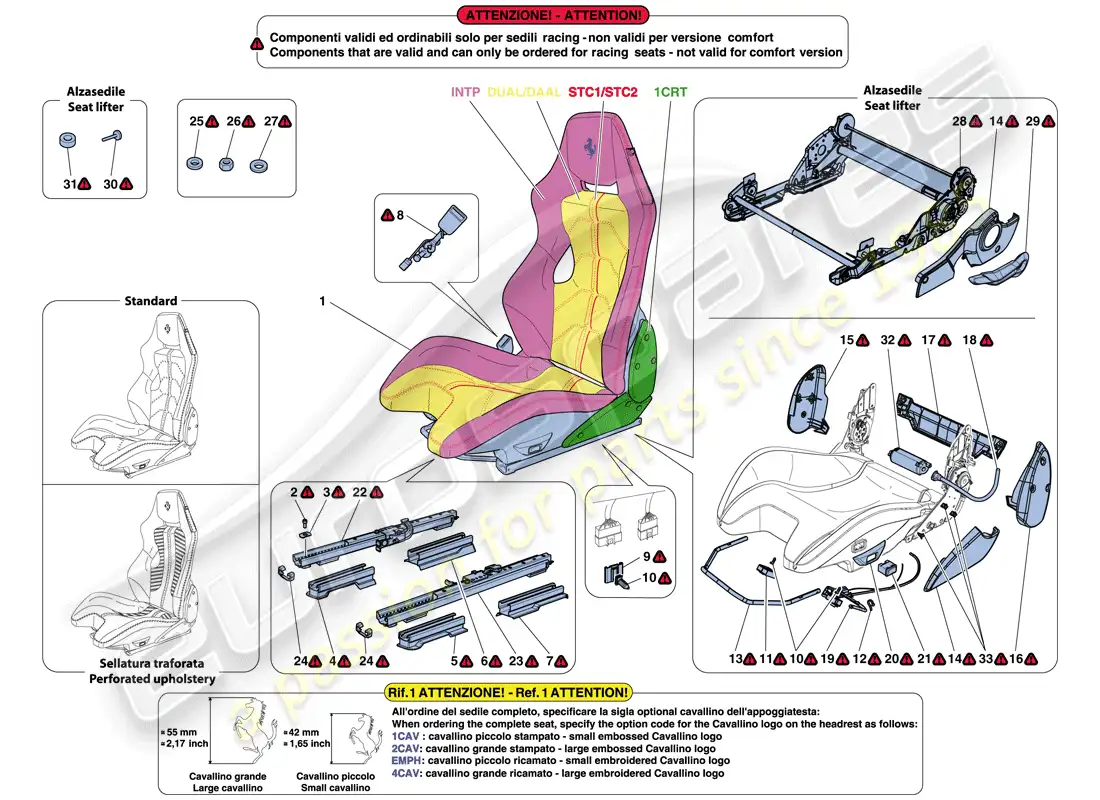 ferrari f12 berlinetta (europe) racing seat parts diagram