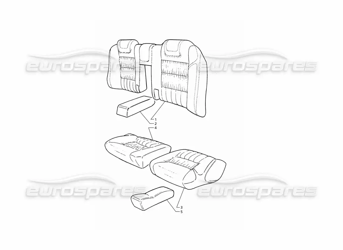 maserati qtp v6 (1996) rear seat upholstery parts diagram