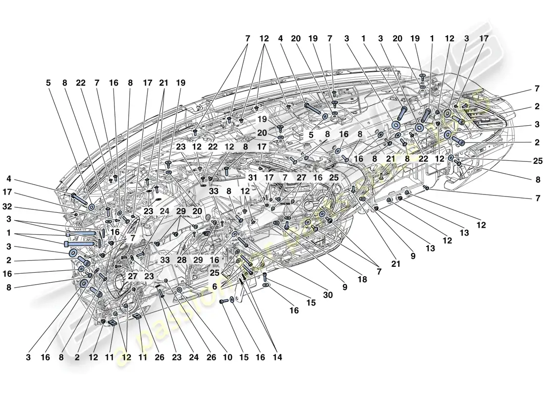 ferrari 488 spider (europe) dashboard fastenings parts diagram