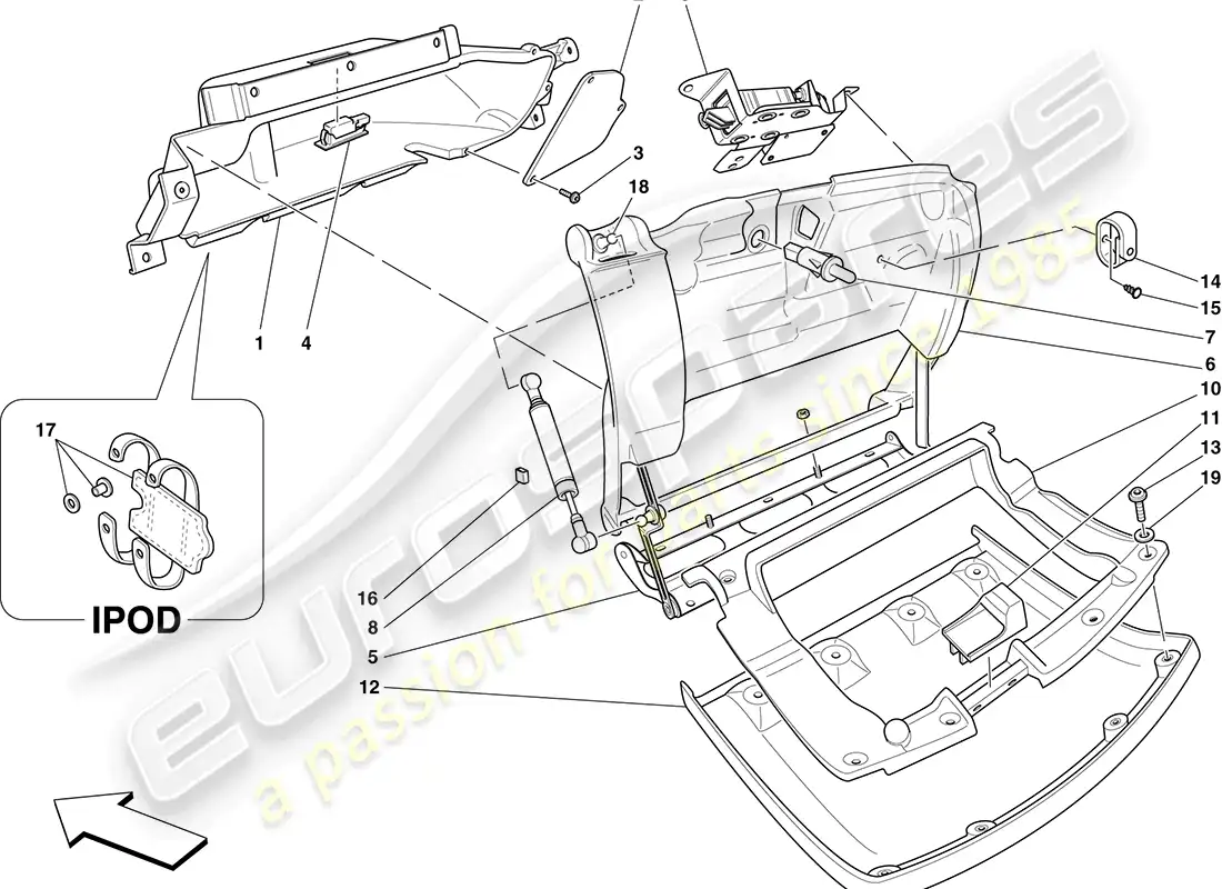 ferrari f430 coupe (usa) glove compartment parts diagram