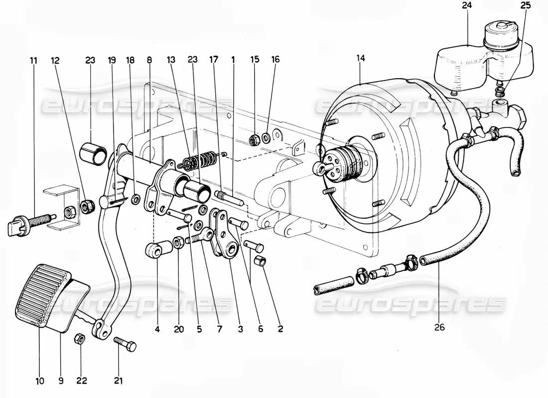 ferrari 365 gtc4 (mechanical) brake pedal (rhd) parts diagram