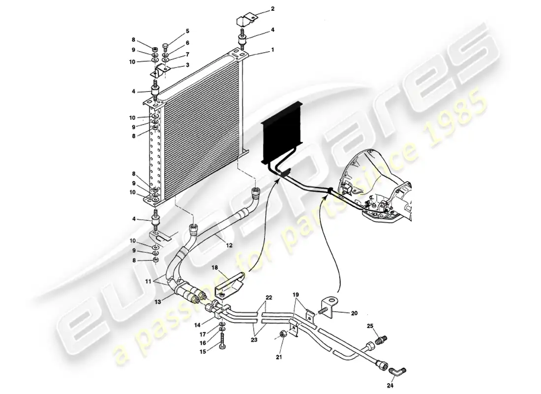 aston martin v8 volante (2000) gearbox cooling parts diagram