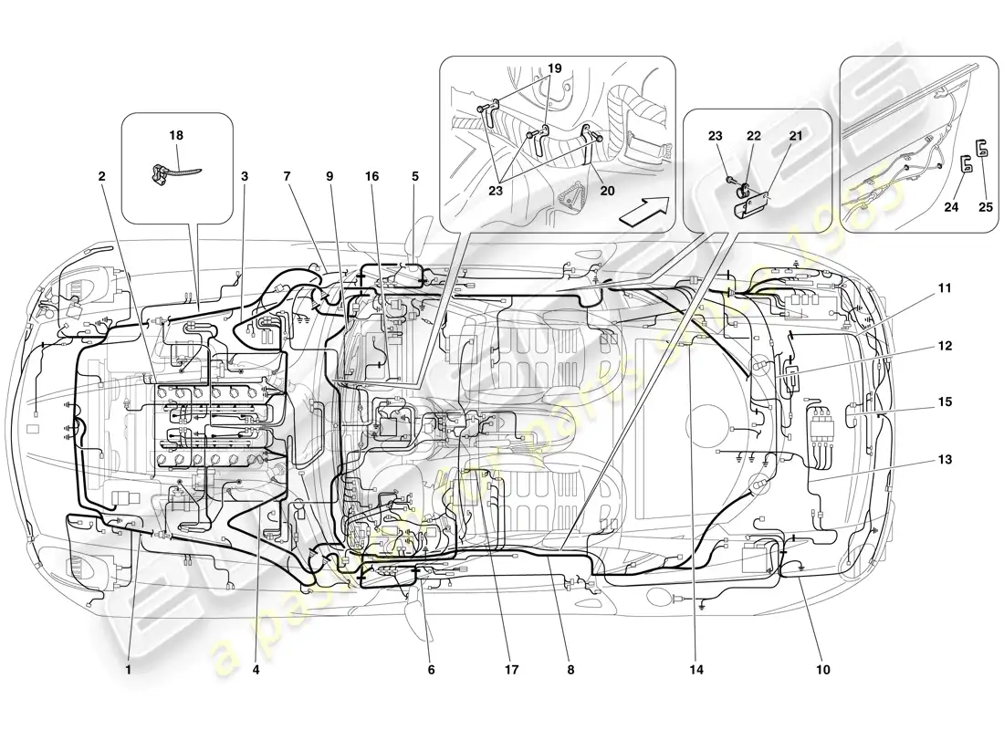 ferrari 599 gtb fiorano (rhd) electrical system parts diagram