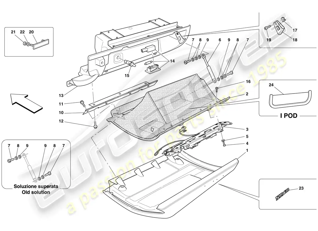 ferrari 599 gtb fiorano (europe) glove compartment part diagram