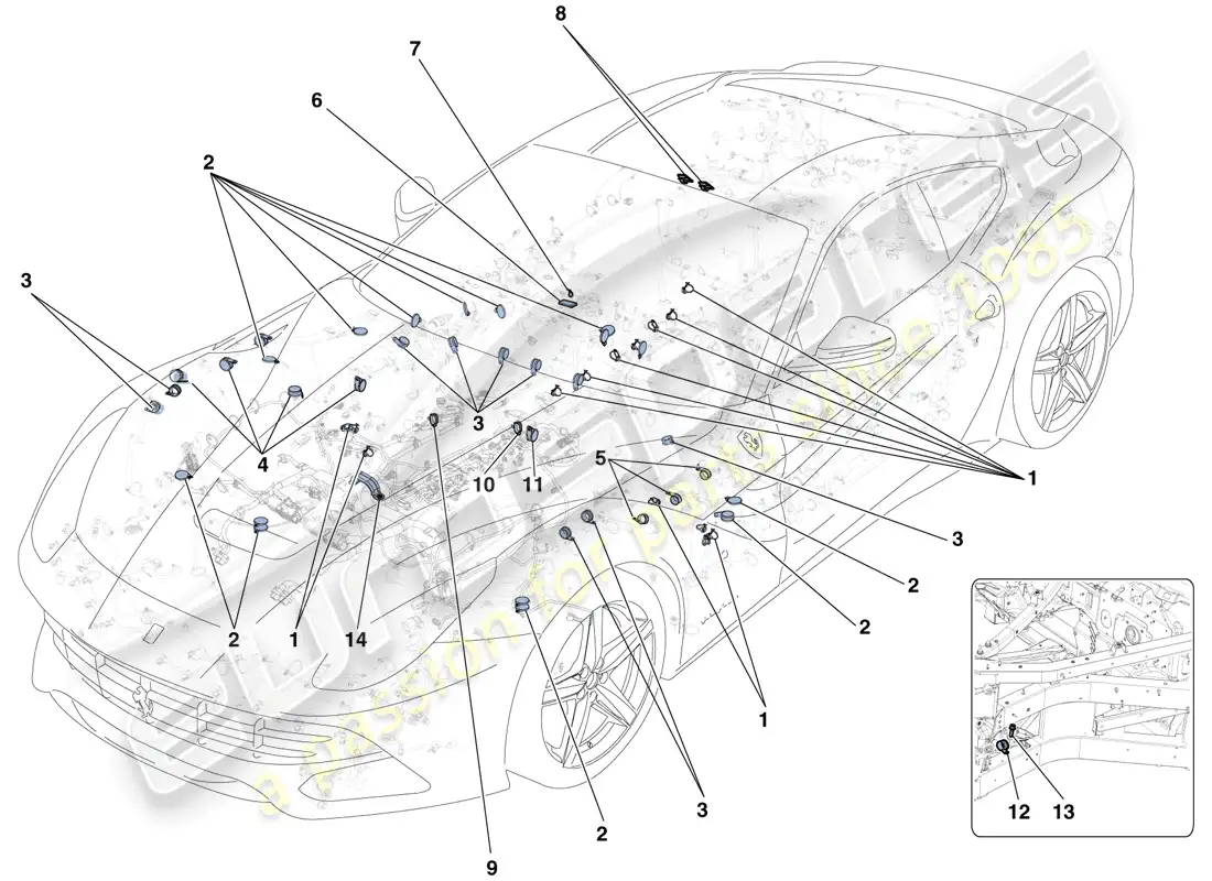 ferrari f12 berlinetta (europe) various fastenings for the electrical system parts diagram