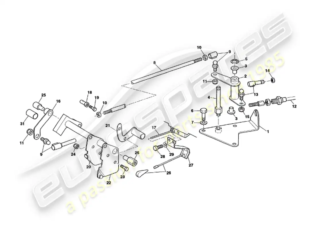 aston martin v8 volante (2000) throttle linkage & controls parts diagram