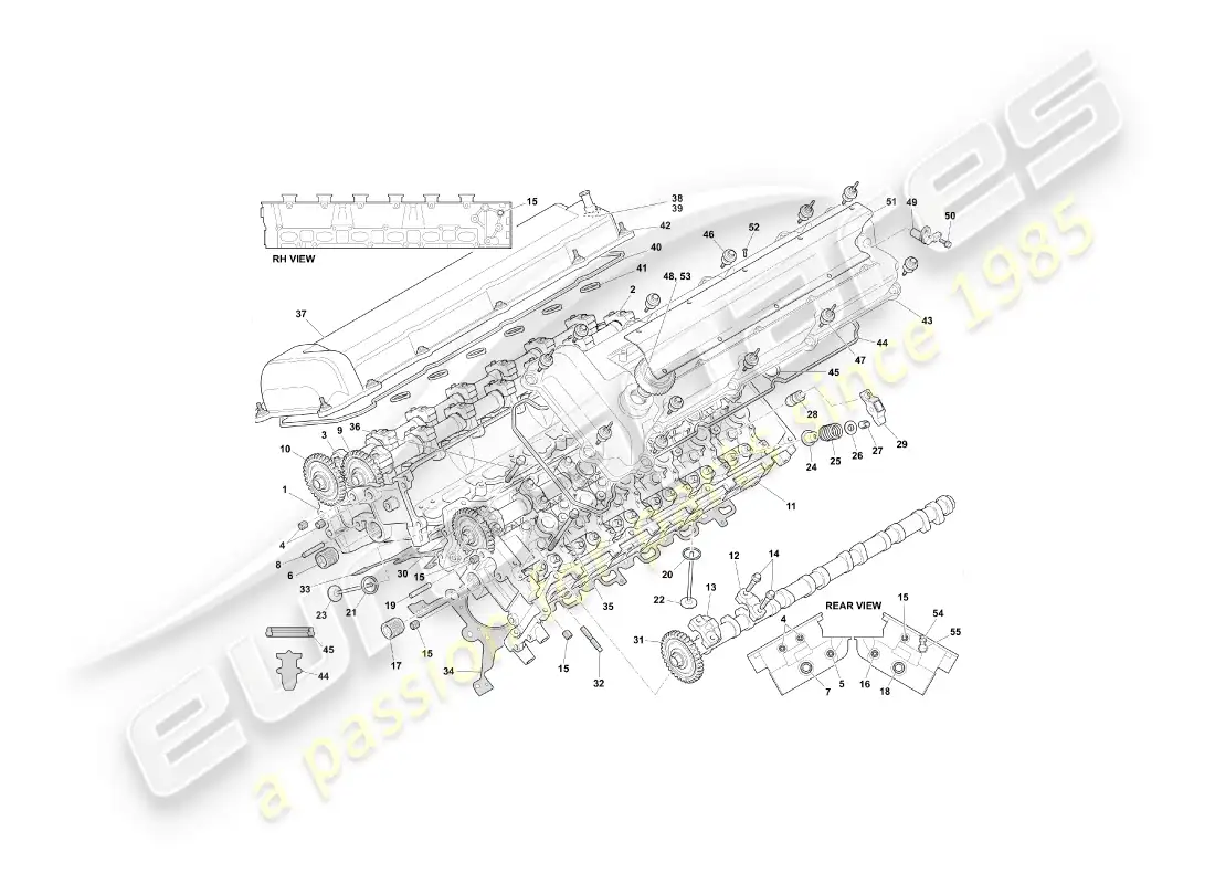 aston martin db7 vantage (1999) cylinder head part diagram