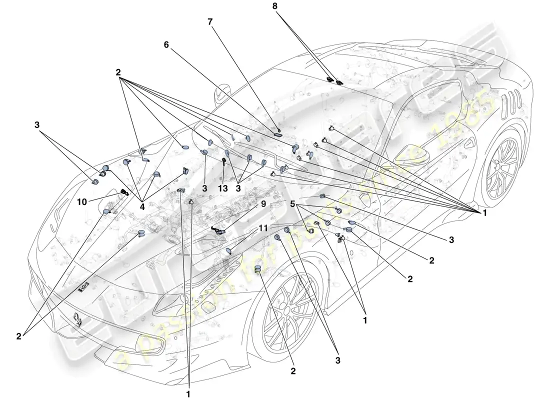 ferrari f12 tdf (europe) various fastenings for the electrical system parts diagram