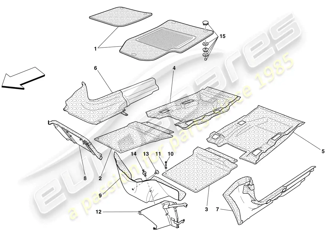 ferrari 599 sa aperta (rhd) passenger compartment trim and mats parts diagram