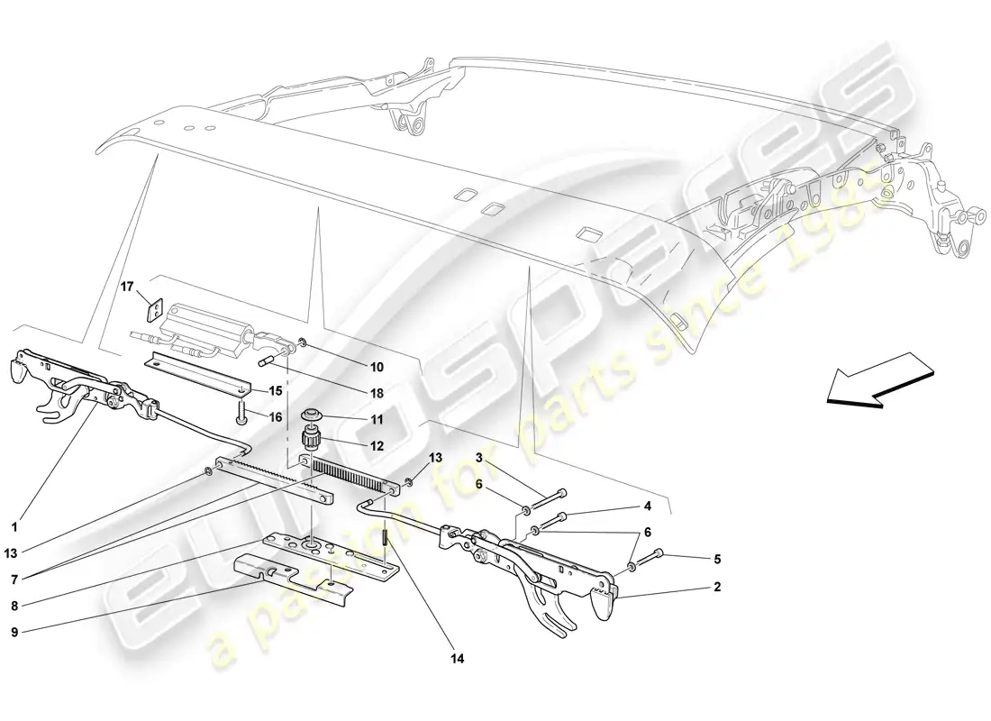 ferrari f430 scuderia (europe) front roof latch parts diagram