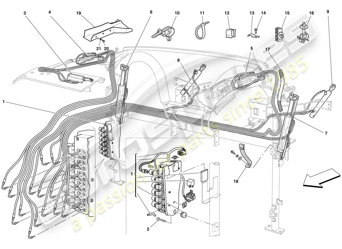 ferrari f430 spider (europe) hydraulic system and electrohydraulic pump unit parts diagram