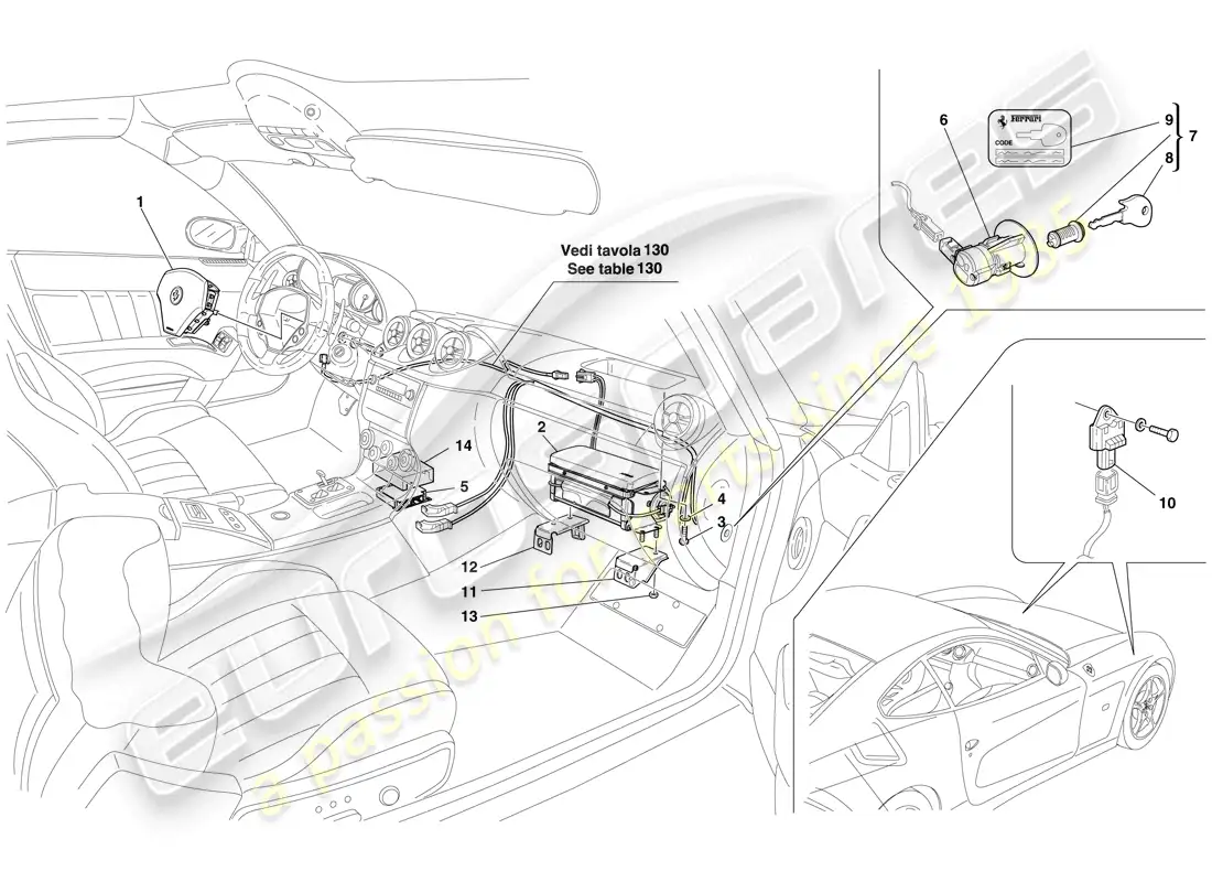 ferrari 612 sessanta (europe) airbag parts diagram