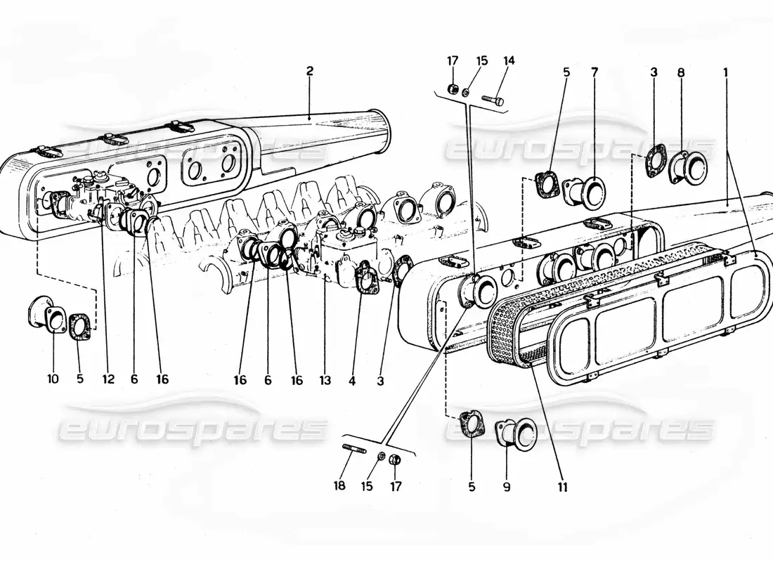 ferrari 365 gtc4 (mechanical) air filters - revision parts diagram