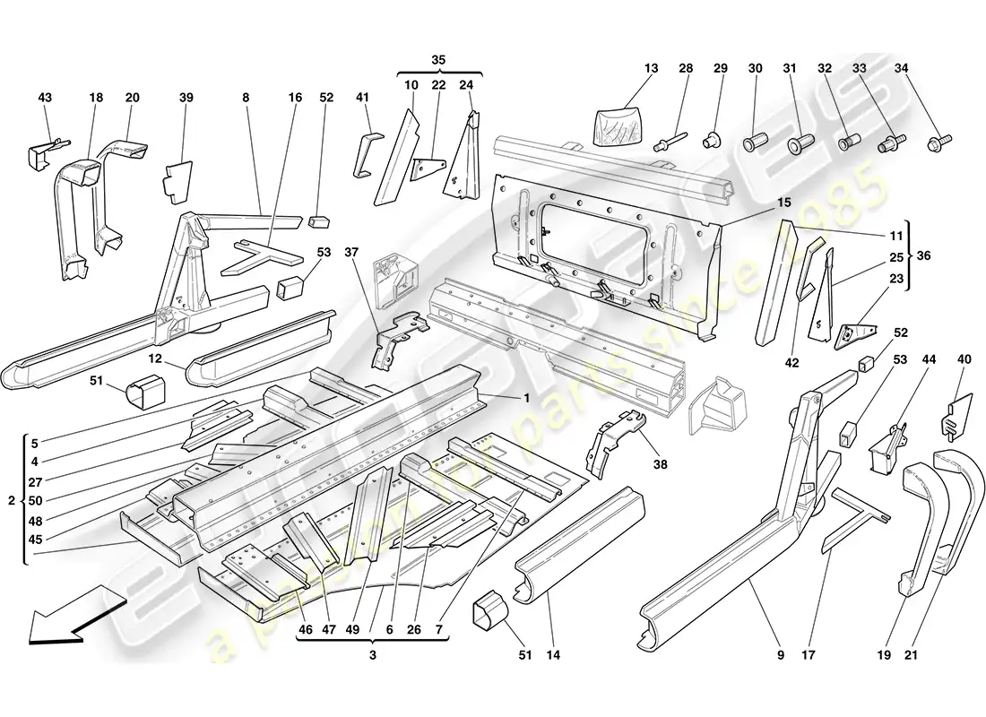 ferrari f430 coupe (usa) central elements and panels parts diagram